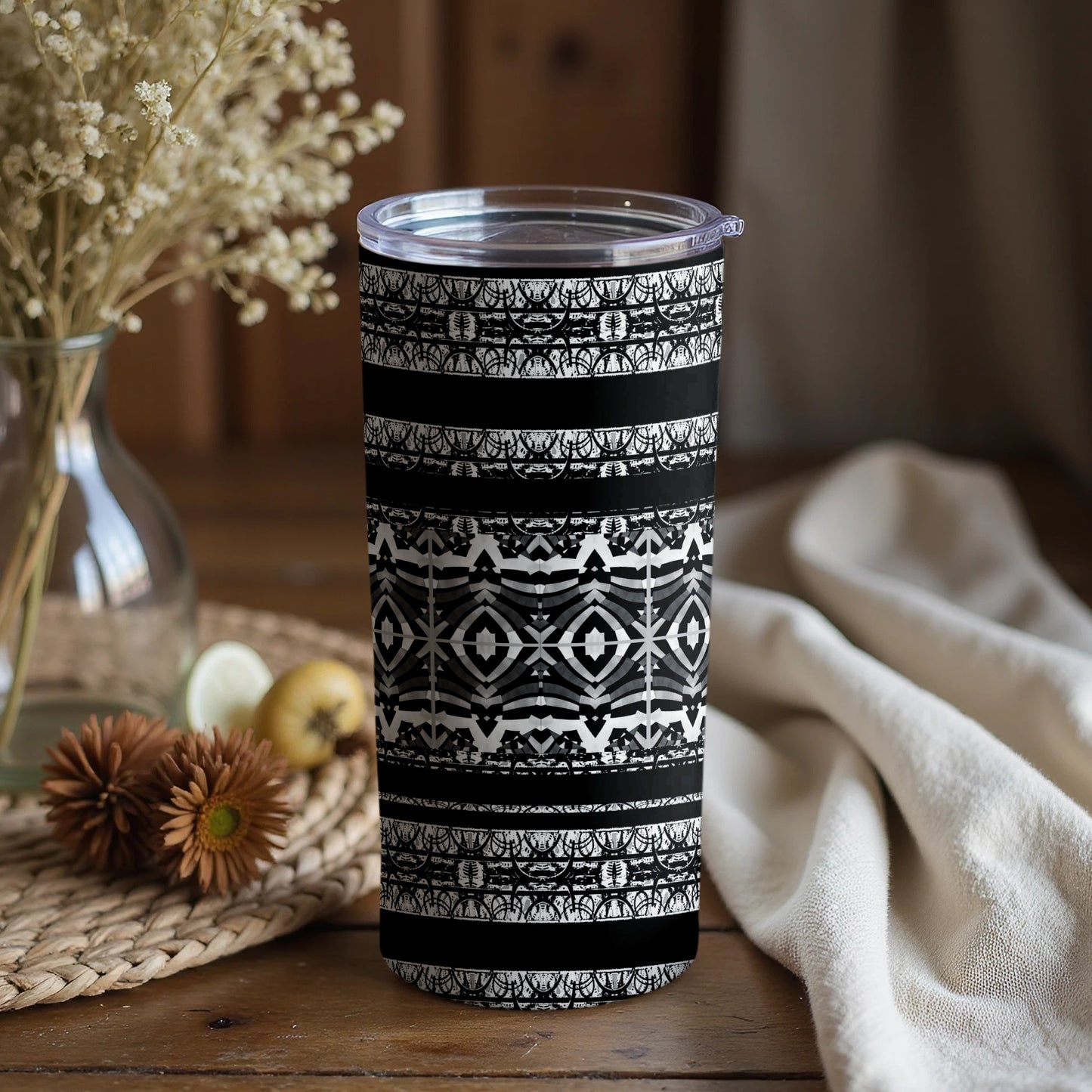 Black And White Patterned Insulated Tumbler Product