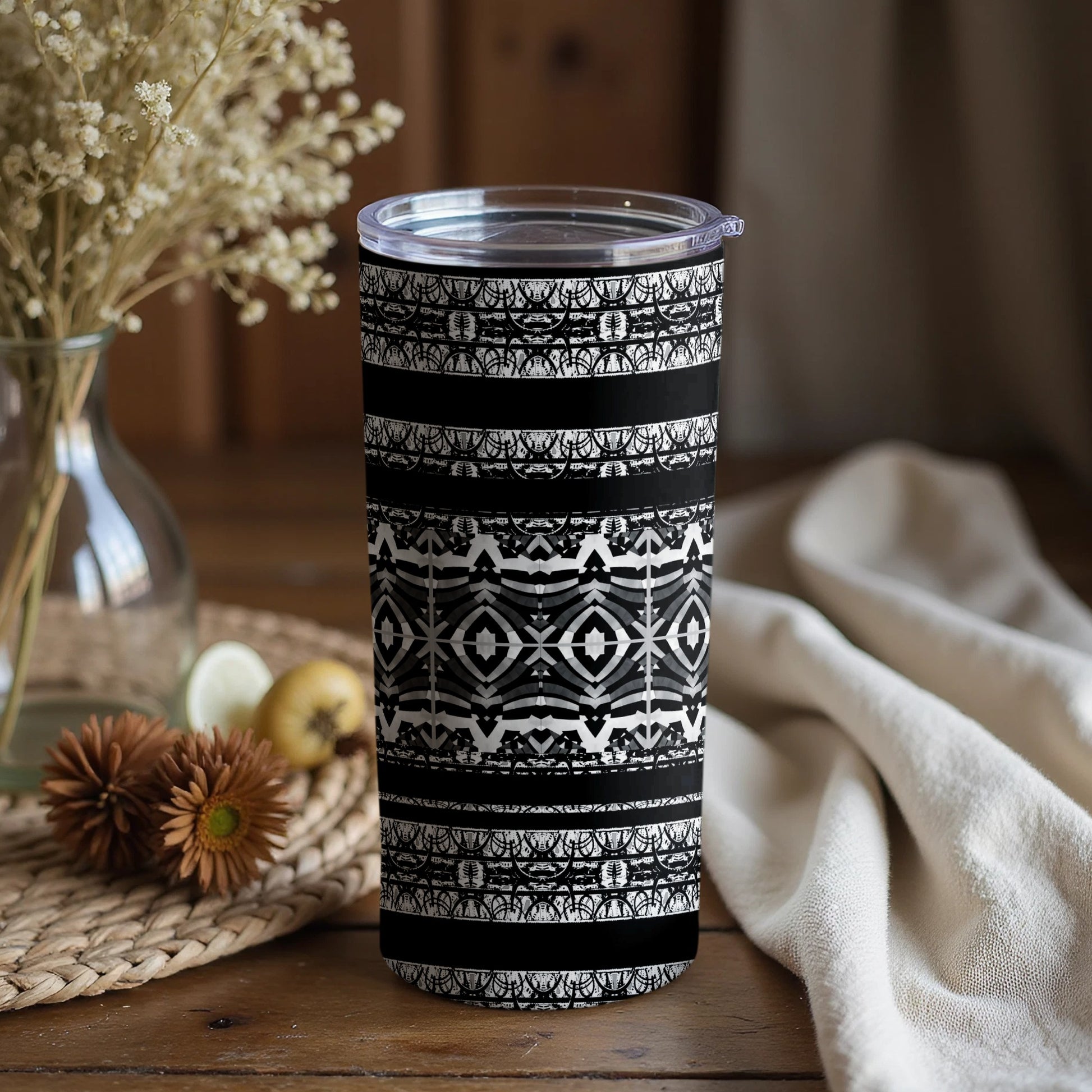 Black And White Patterned Insulated Tumbler Product