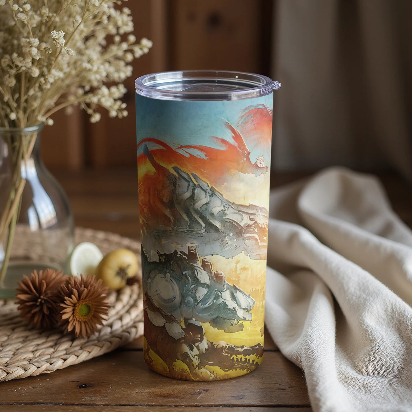 Fantasy Dragon Mountain Landscape tumbler