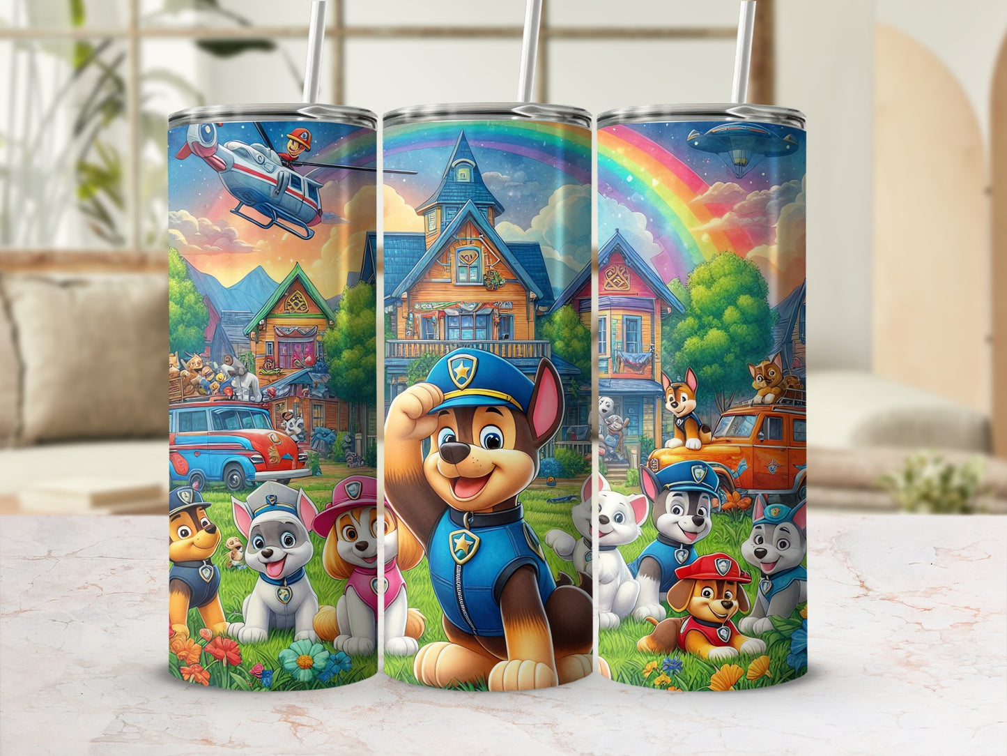 Colorful Cartoon Animal Adventure Stainless Steel Tumbler