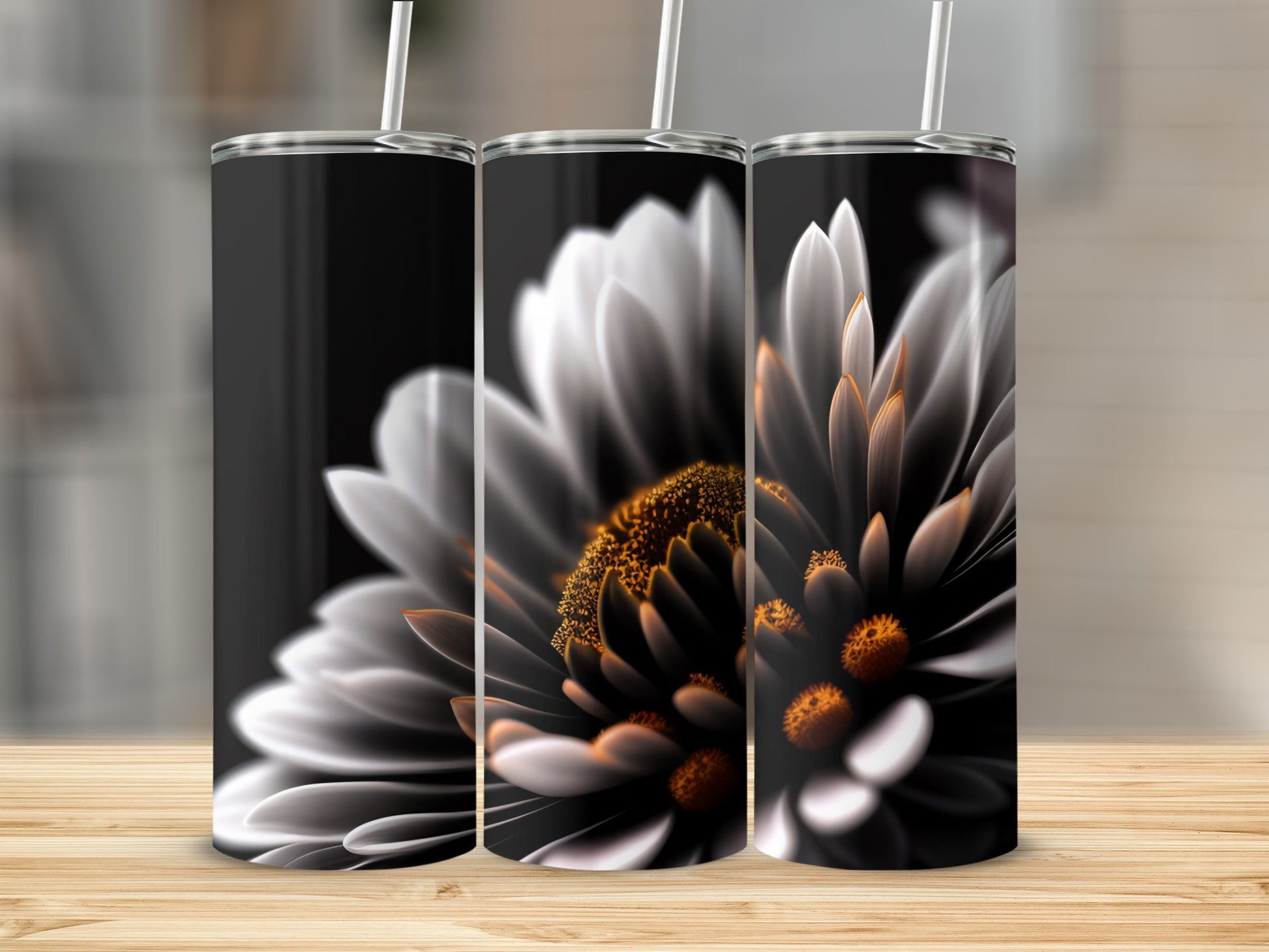 Stunning Black White Floral Design Tumbler product type
