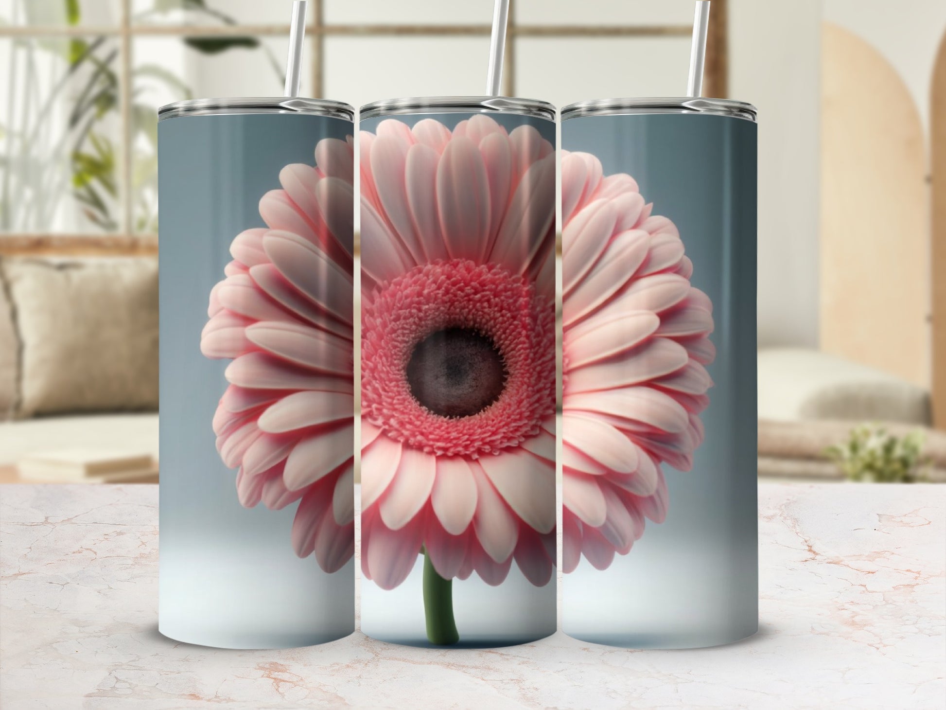 Pink Gerbera Daisy Bloom Tumbler Artistic Pattern product type