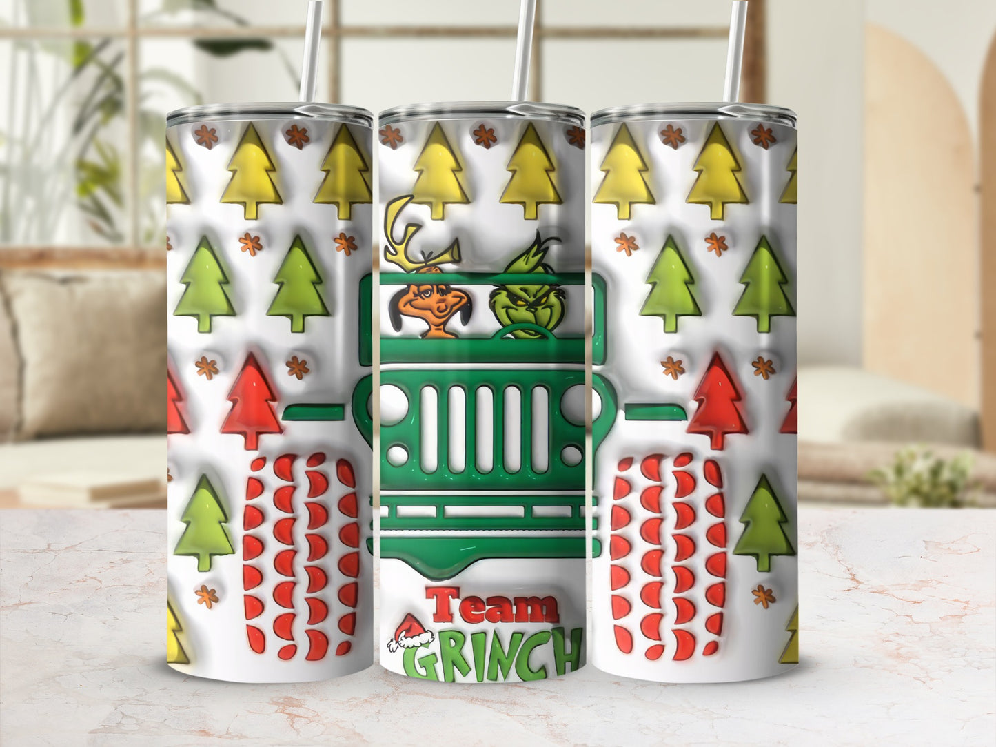 Team Grinch Christmas Tree Patterned Tumbler