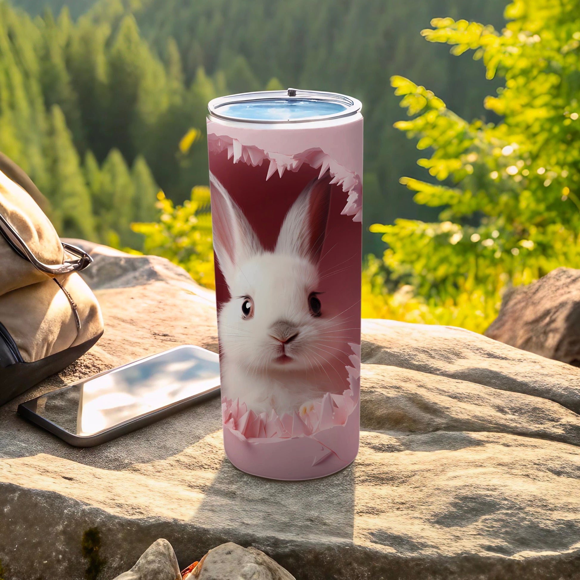 Adorable White Rabbit Tumbler for Outdoor Adventures