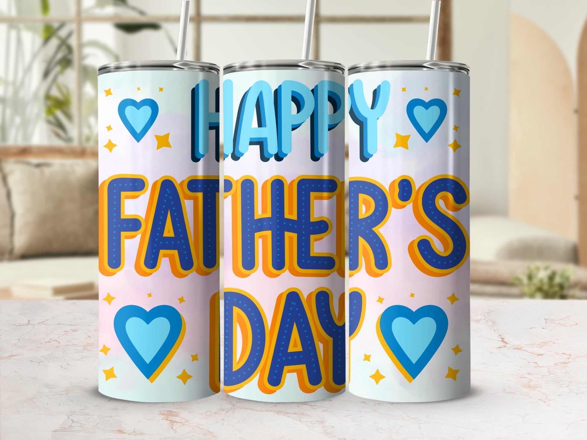 Happy Father's Day Colorful Decorative Tumbler