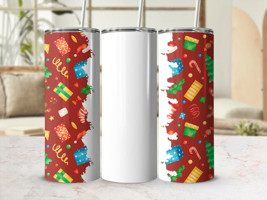 Christmas Themed Colorful Travel Tumbler