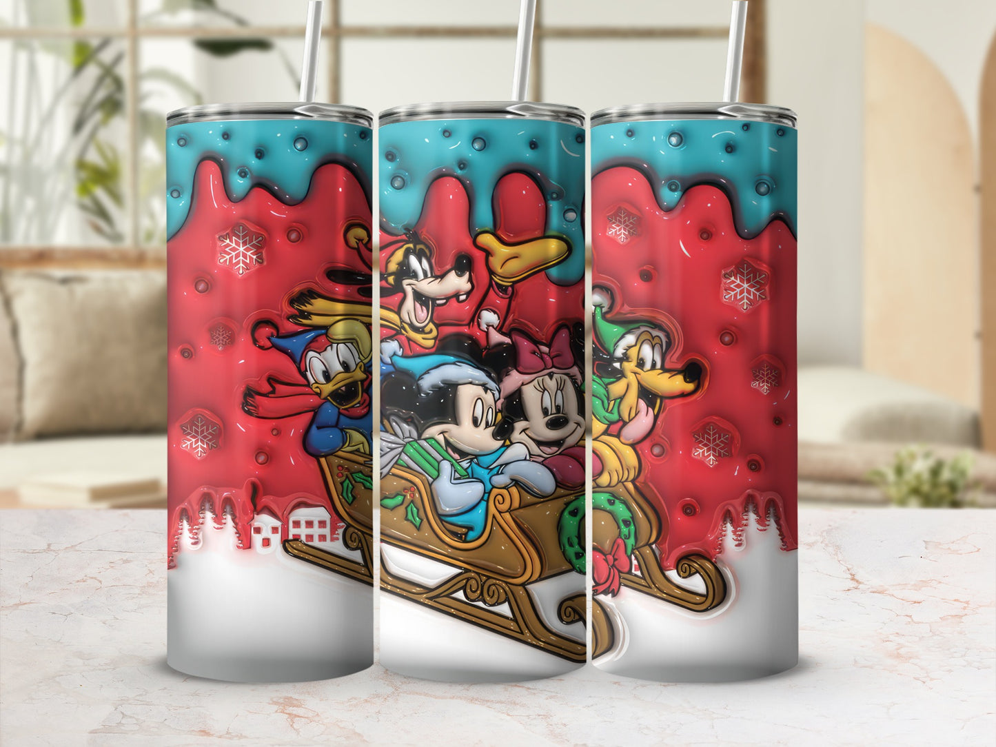 Christmas Holiday Disney Cartoon Characters Tumbler