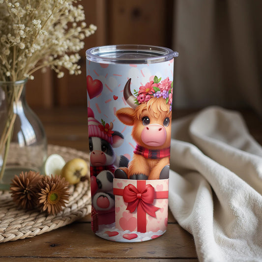 Adorable Festive Cow Design Insulated Tumbler
