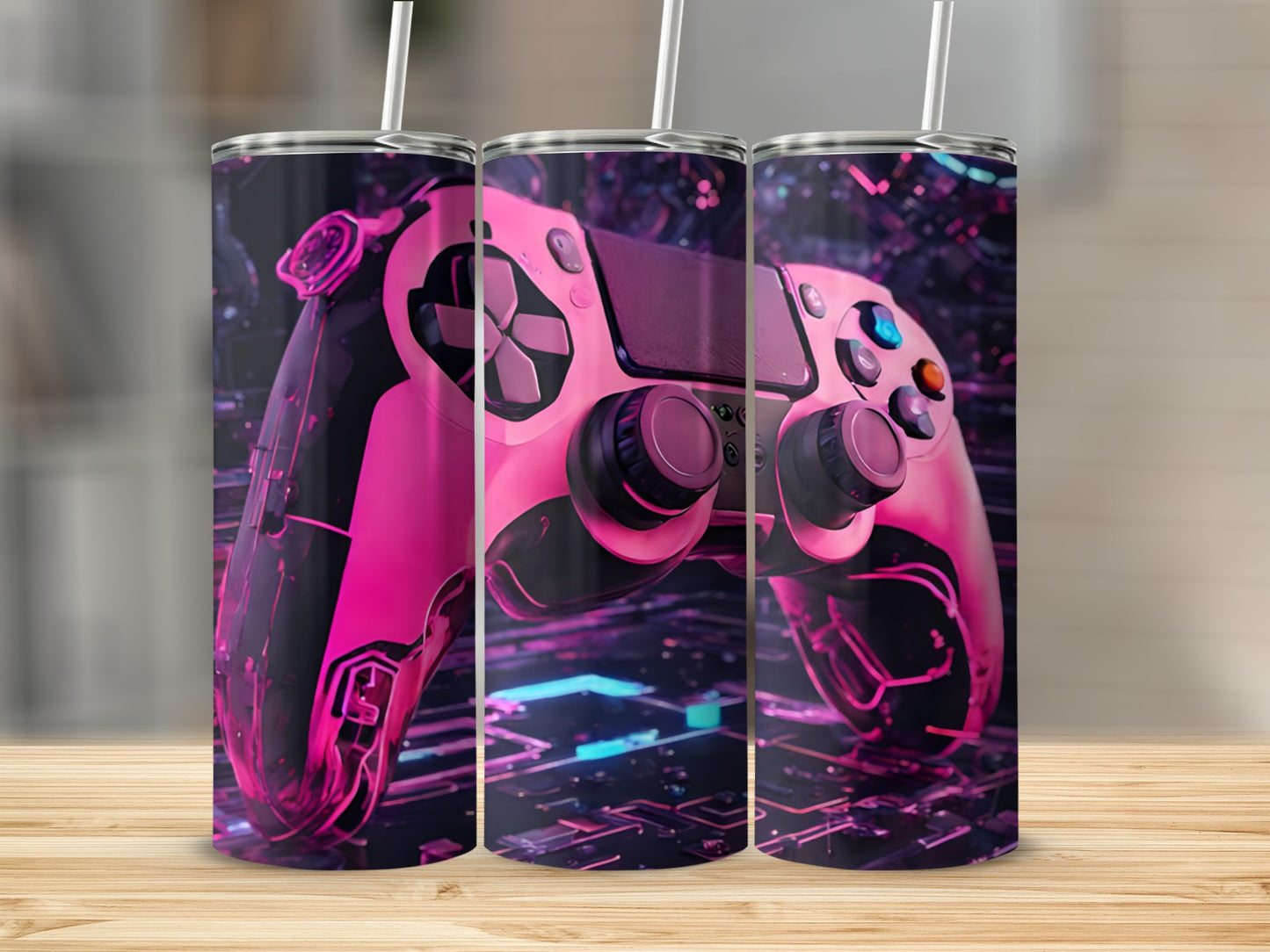 Futuristic Pink Gaming Controller Stainless Steel Tumbler