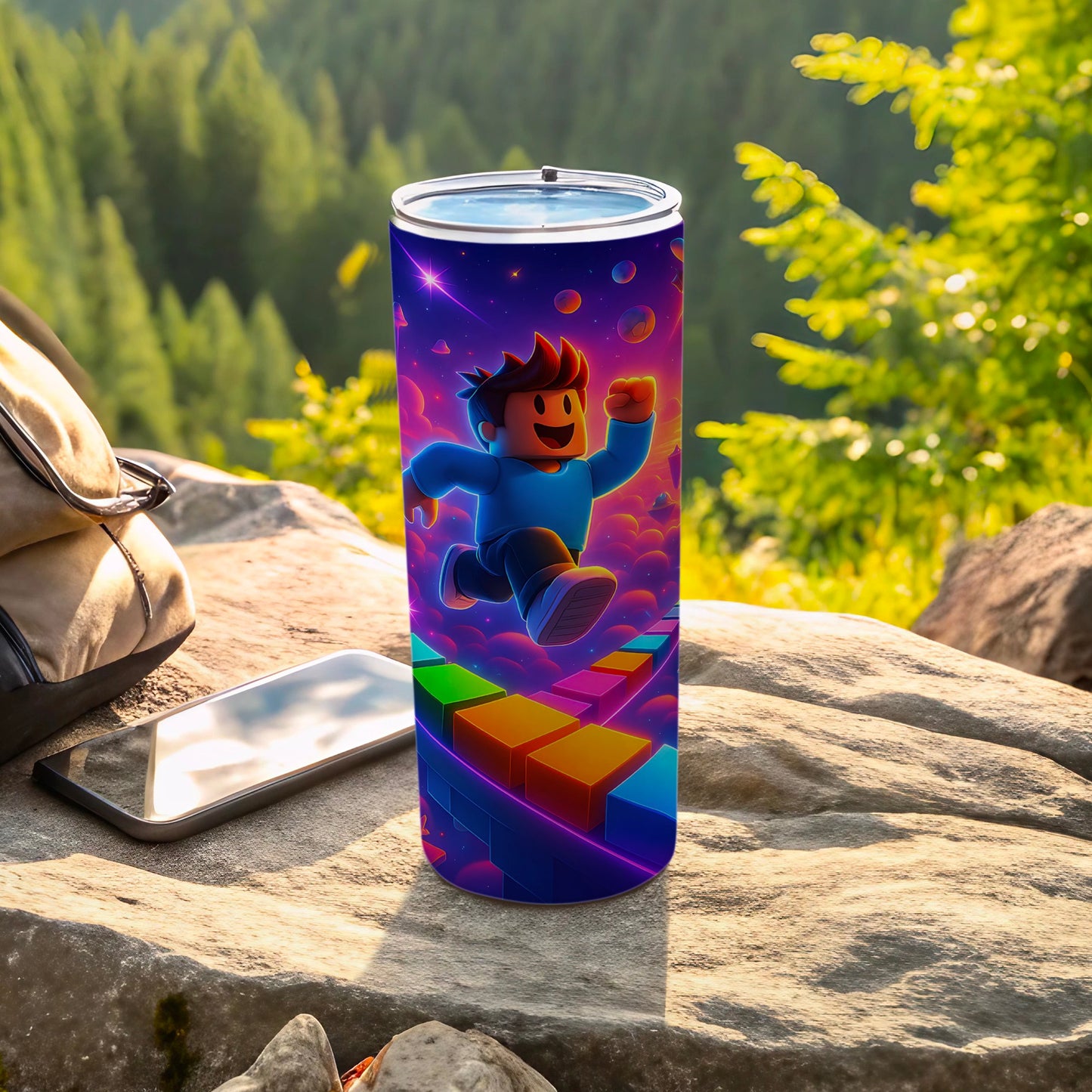 Colorful Character Running Design on Insulated Tumbler