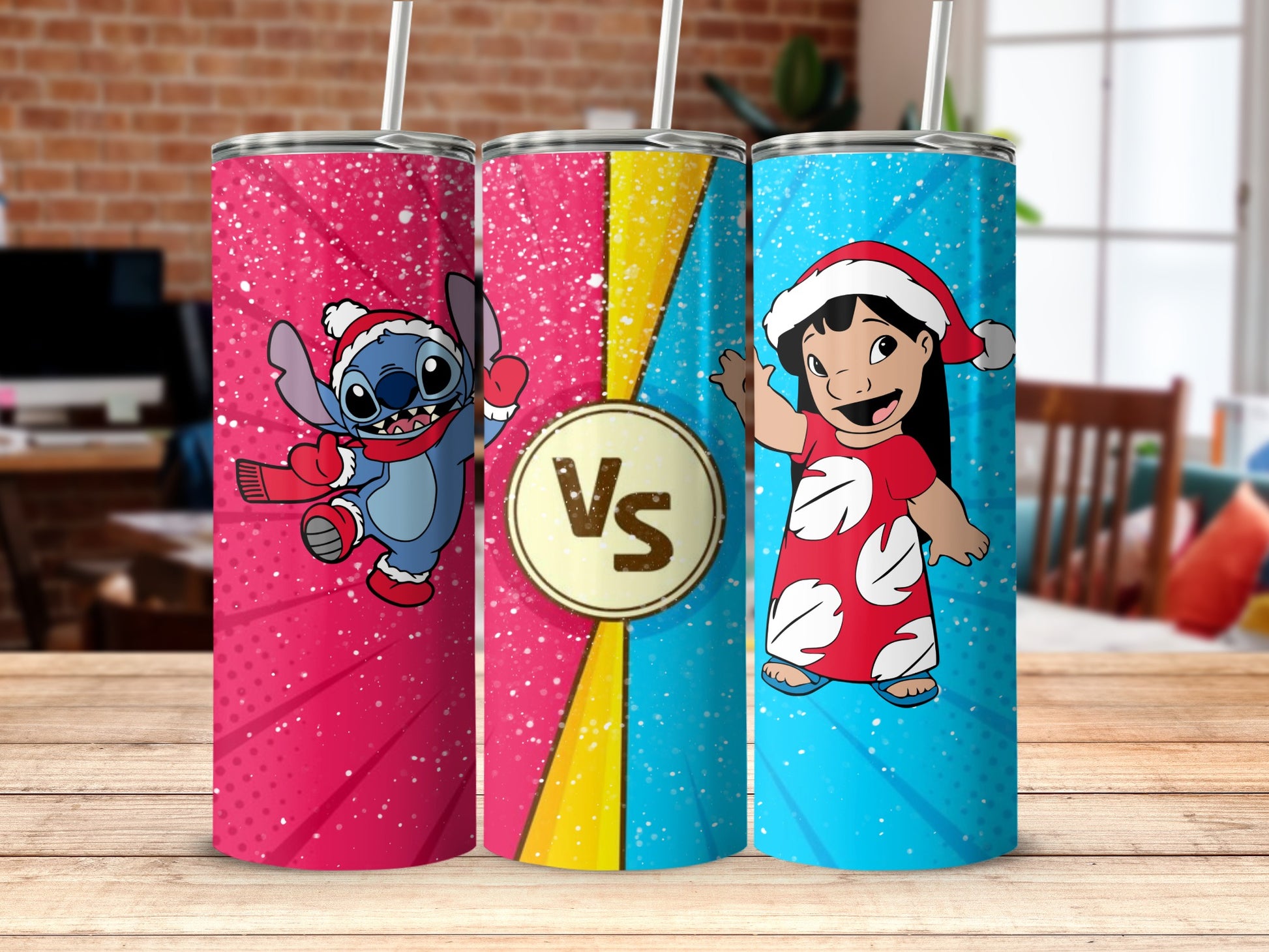 Festive Holiday Tumblers Featuring Cute Cartoon Characters