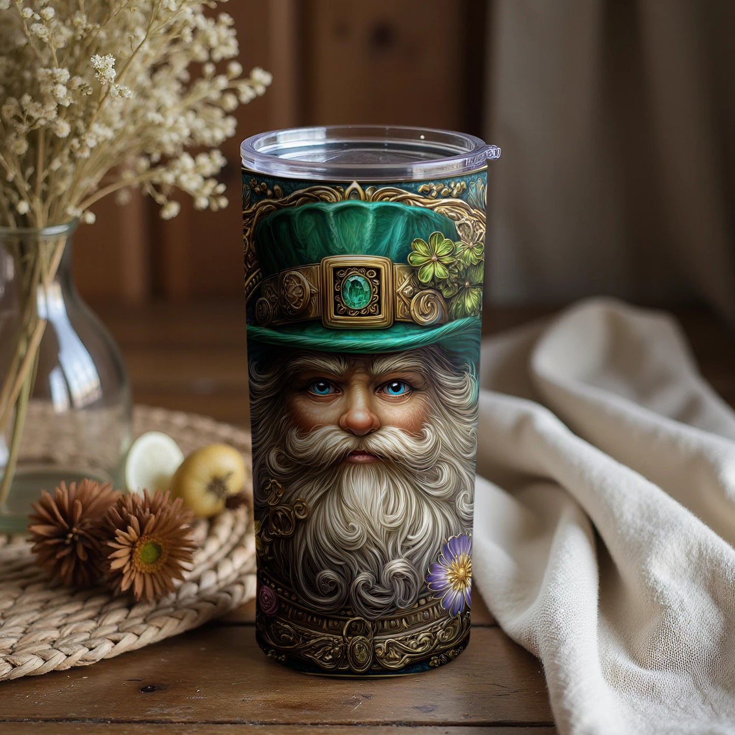 Enchanting Bearded Elf Artwork Tumbler for Magic Lovers