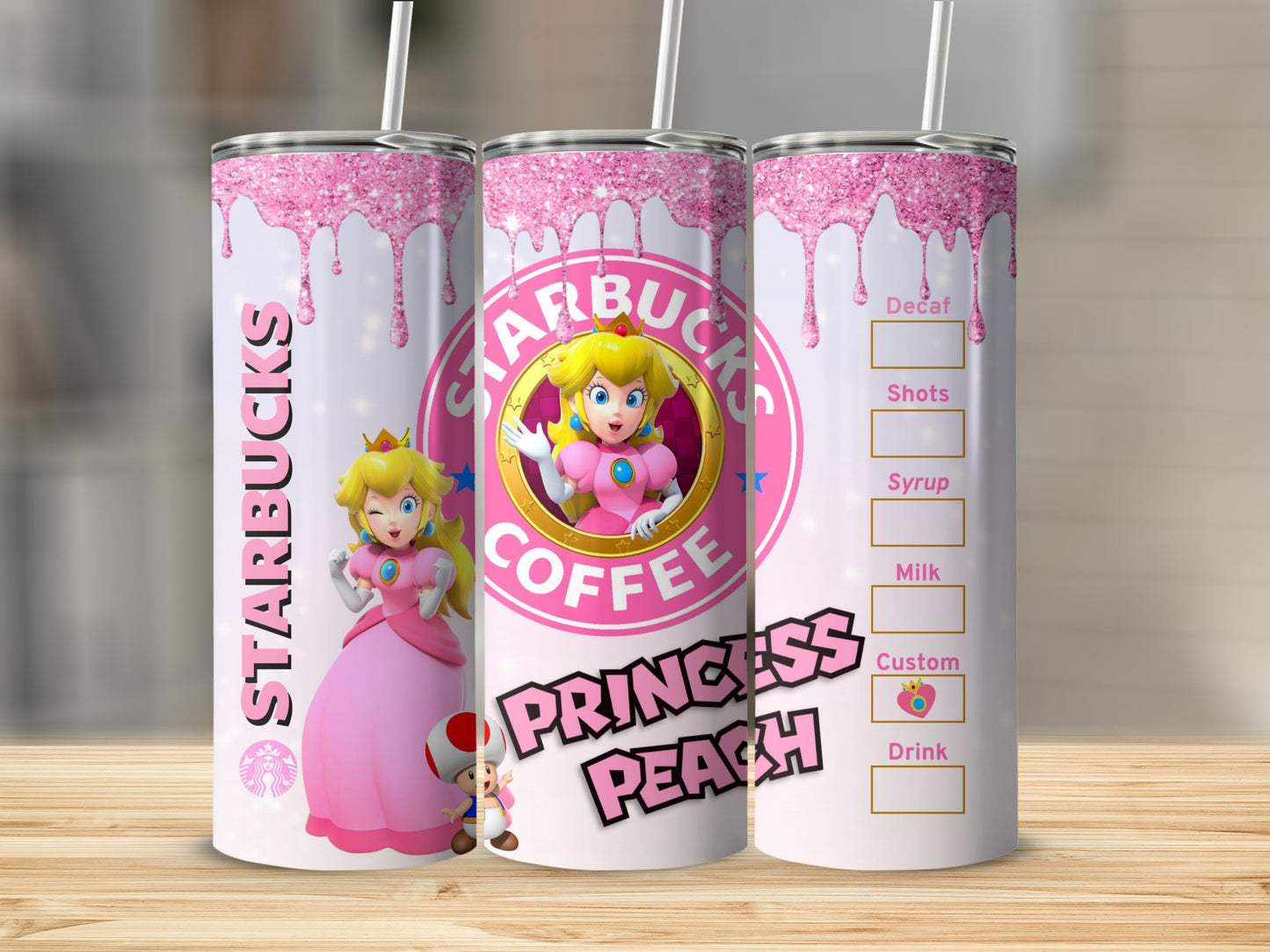 Starbucks Princess Peach Coffee Customized Tumbler