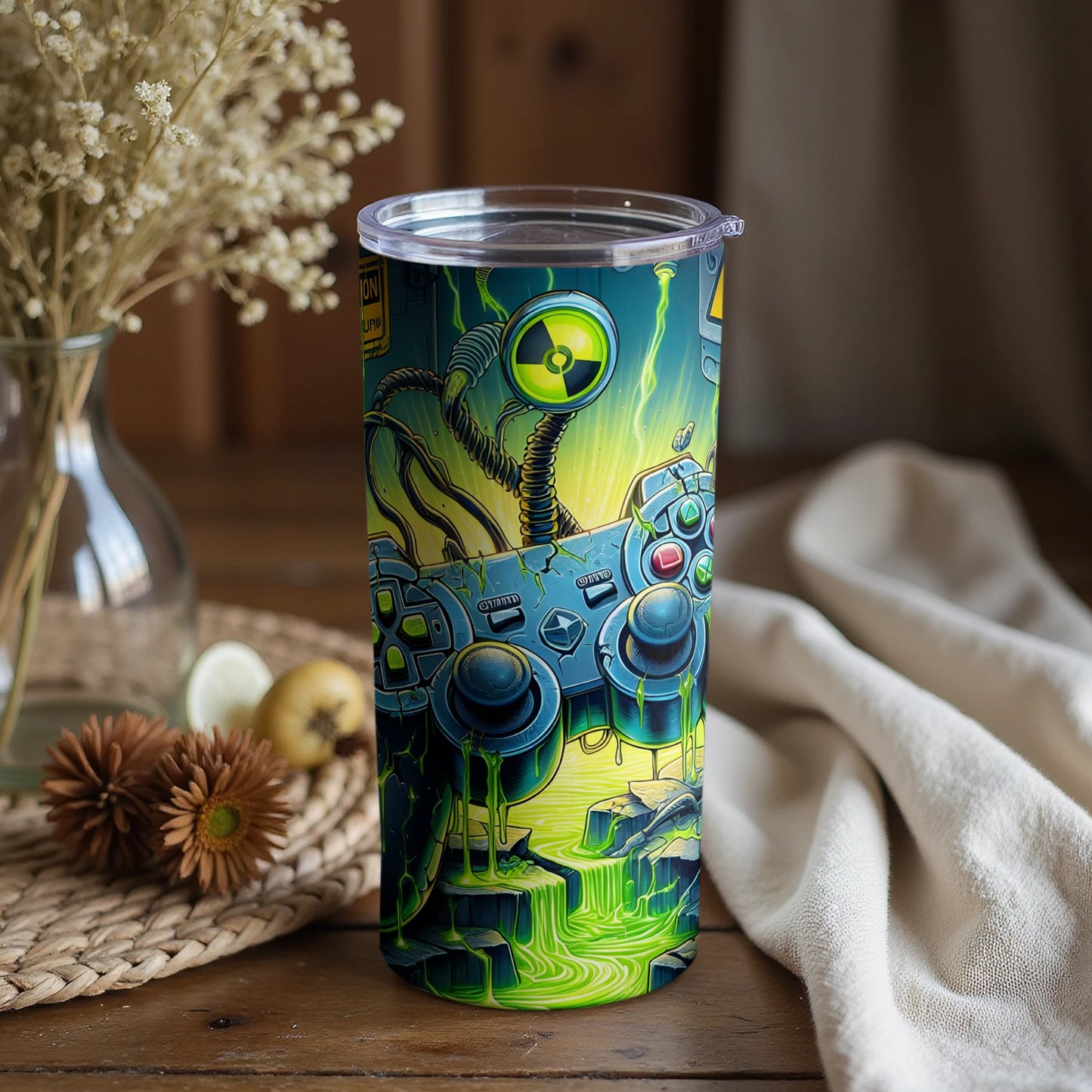 Futuristic Robot Themed Insulated Drink Tumbler