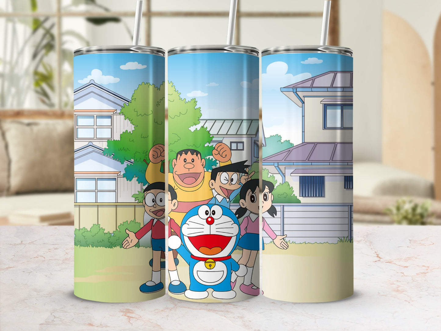 Doraemon and Friends Outdoor Adventure Tumbler Design
