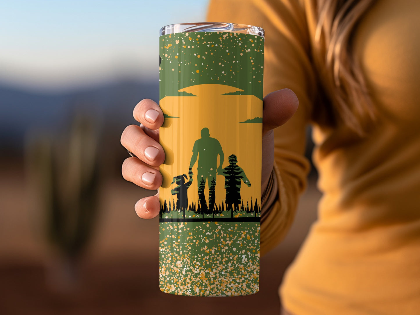 Family Silhouette Vintage Design Insulated Travel Cup
