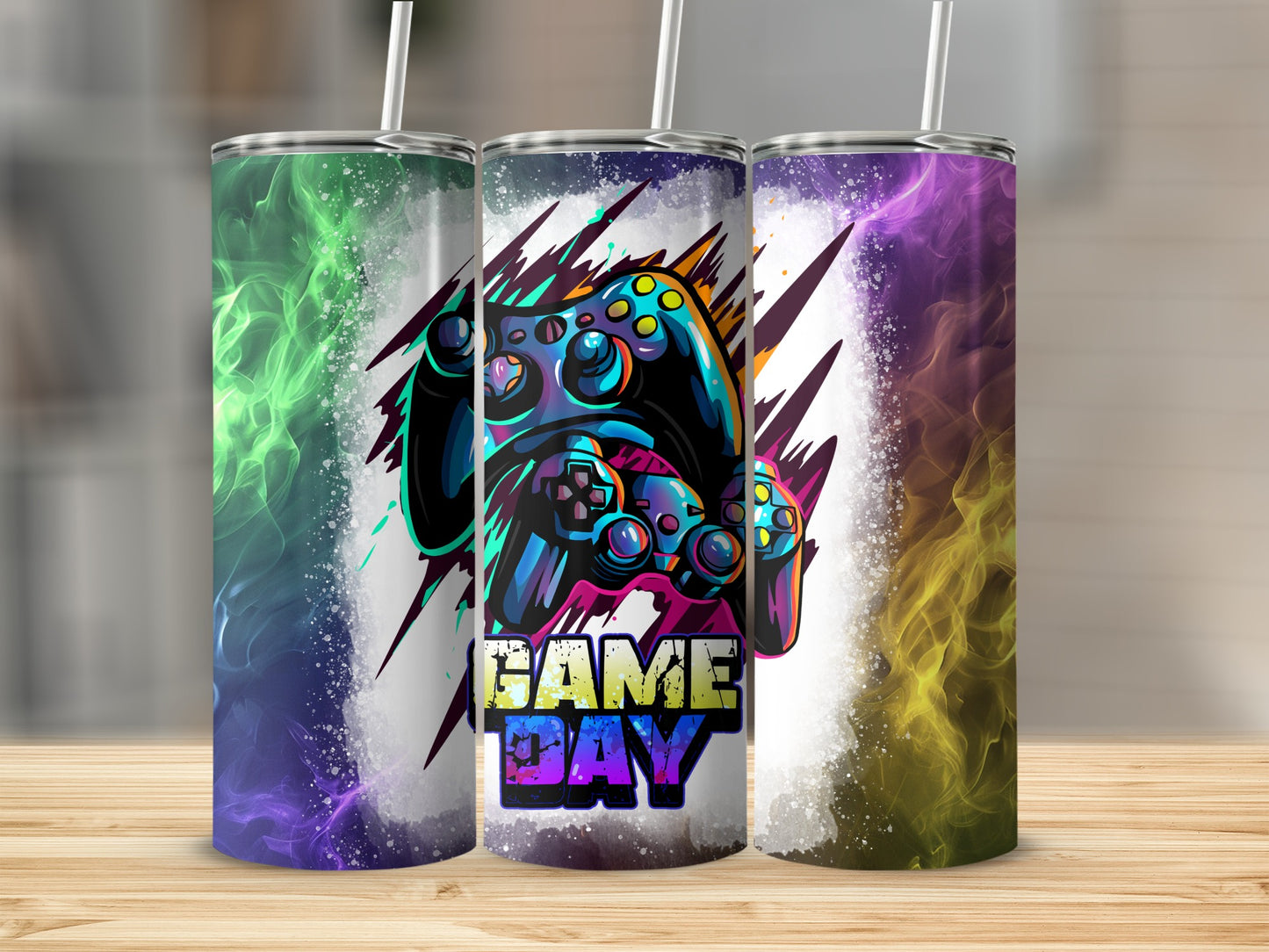 Vibrant Game Day Gaming Controllers Graphics Tumbler