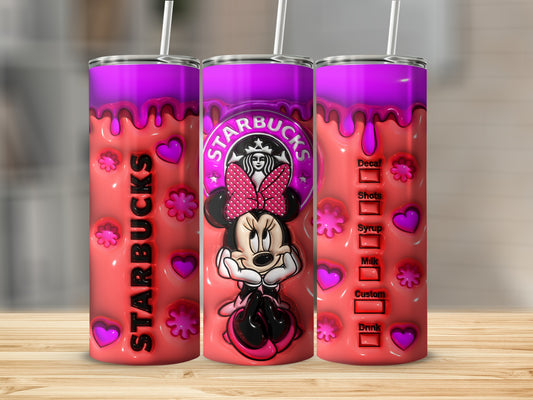 Cute Starbucks Tumbler With Pink Minnie Mouse Design