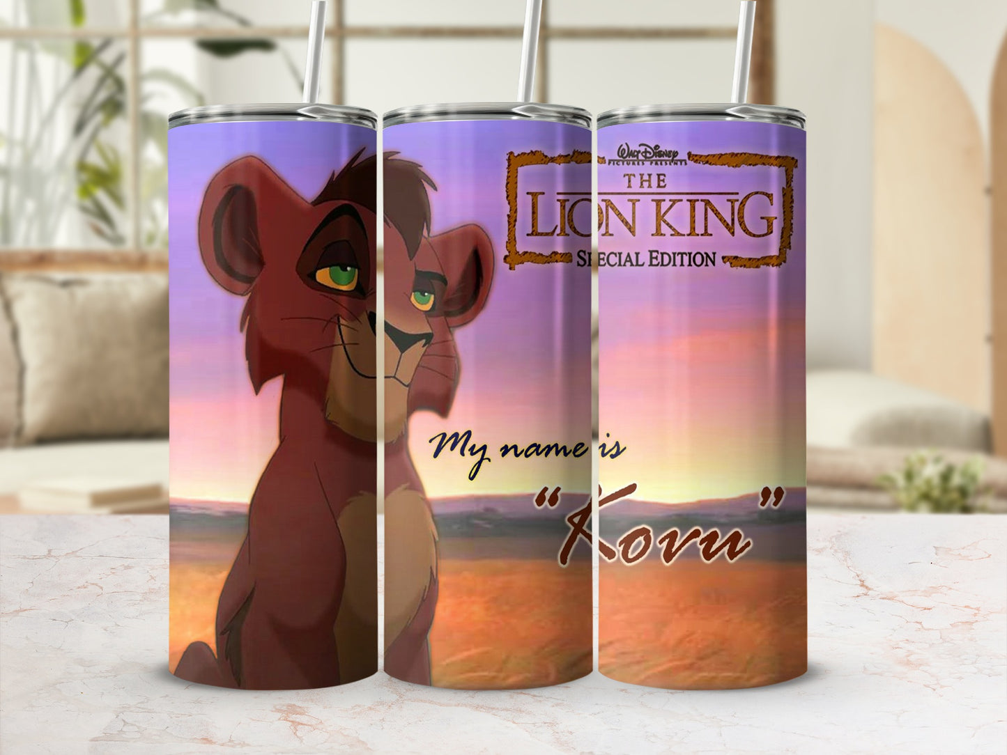 The Lion King Special Edition tumbler features Kovu with the Walt Disney Pictures logo.