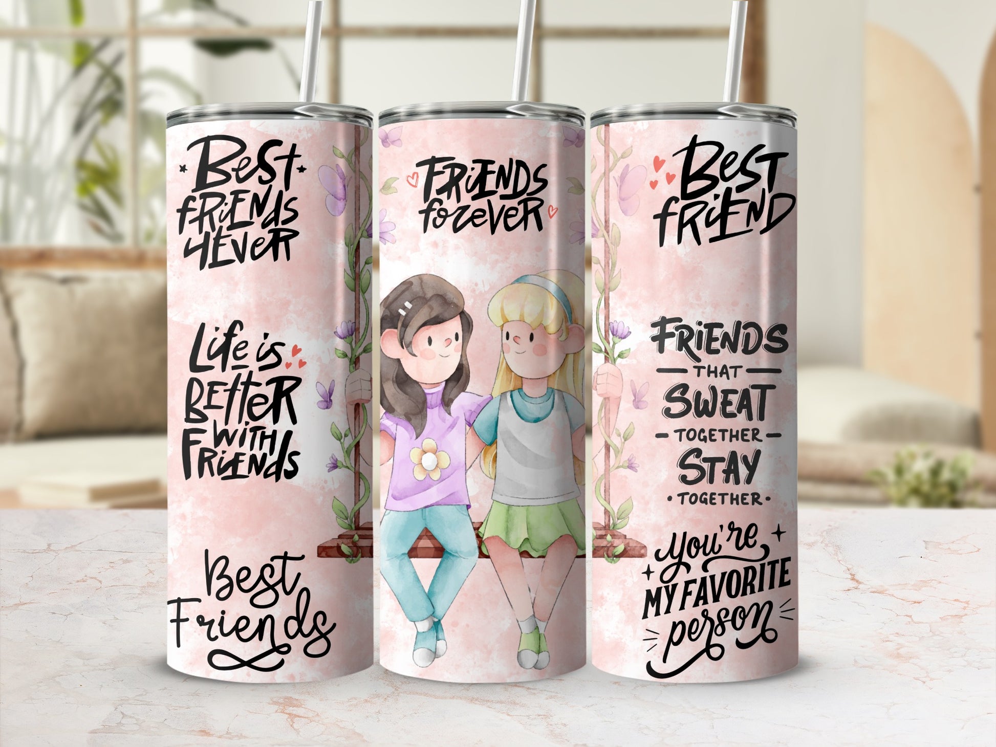 Best Friends Forever Custom Illustrated Tumbler