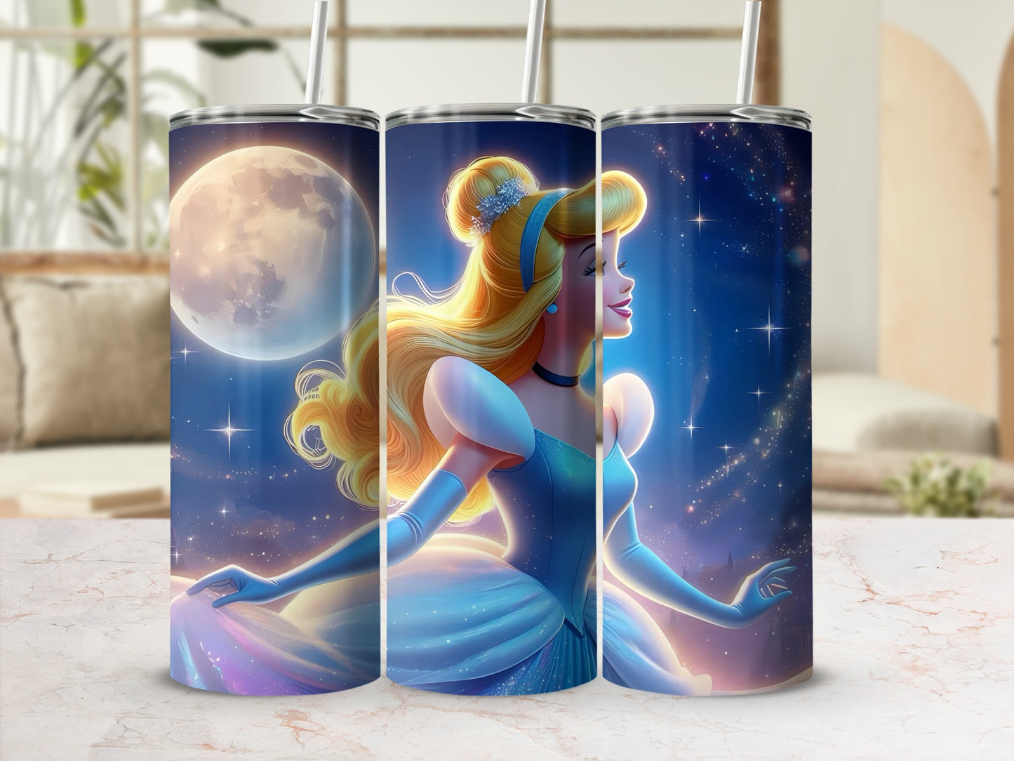 Cinderella Under the Moonlight Fantasy Tumbler Design