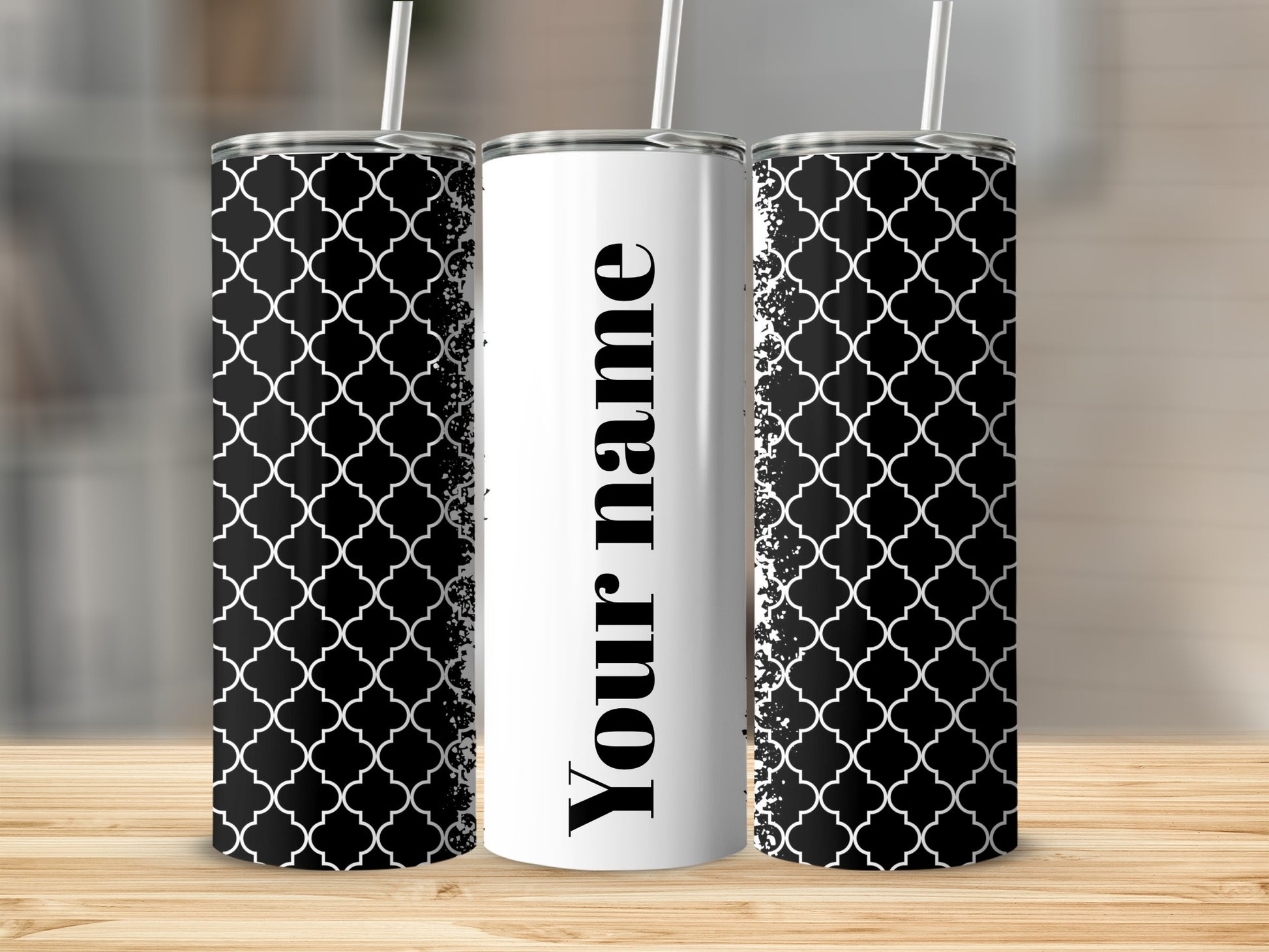 Customizable Black and White Tumbler Cups