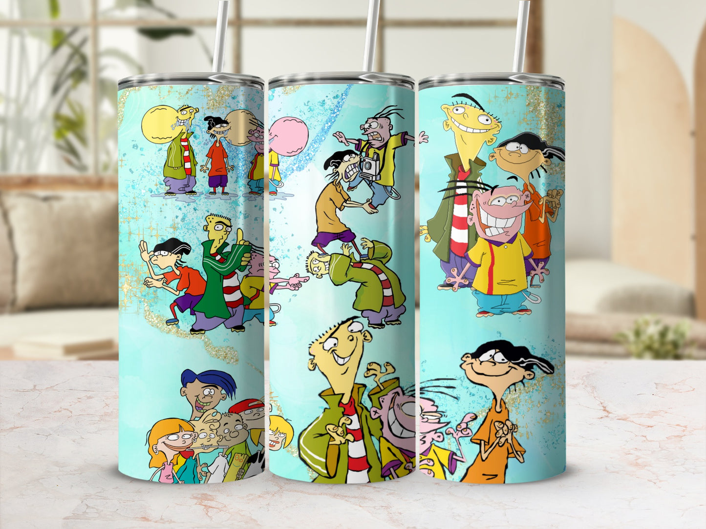 Colorful Tumbler Featuring Cartoon Characters Design