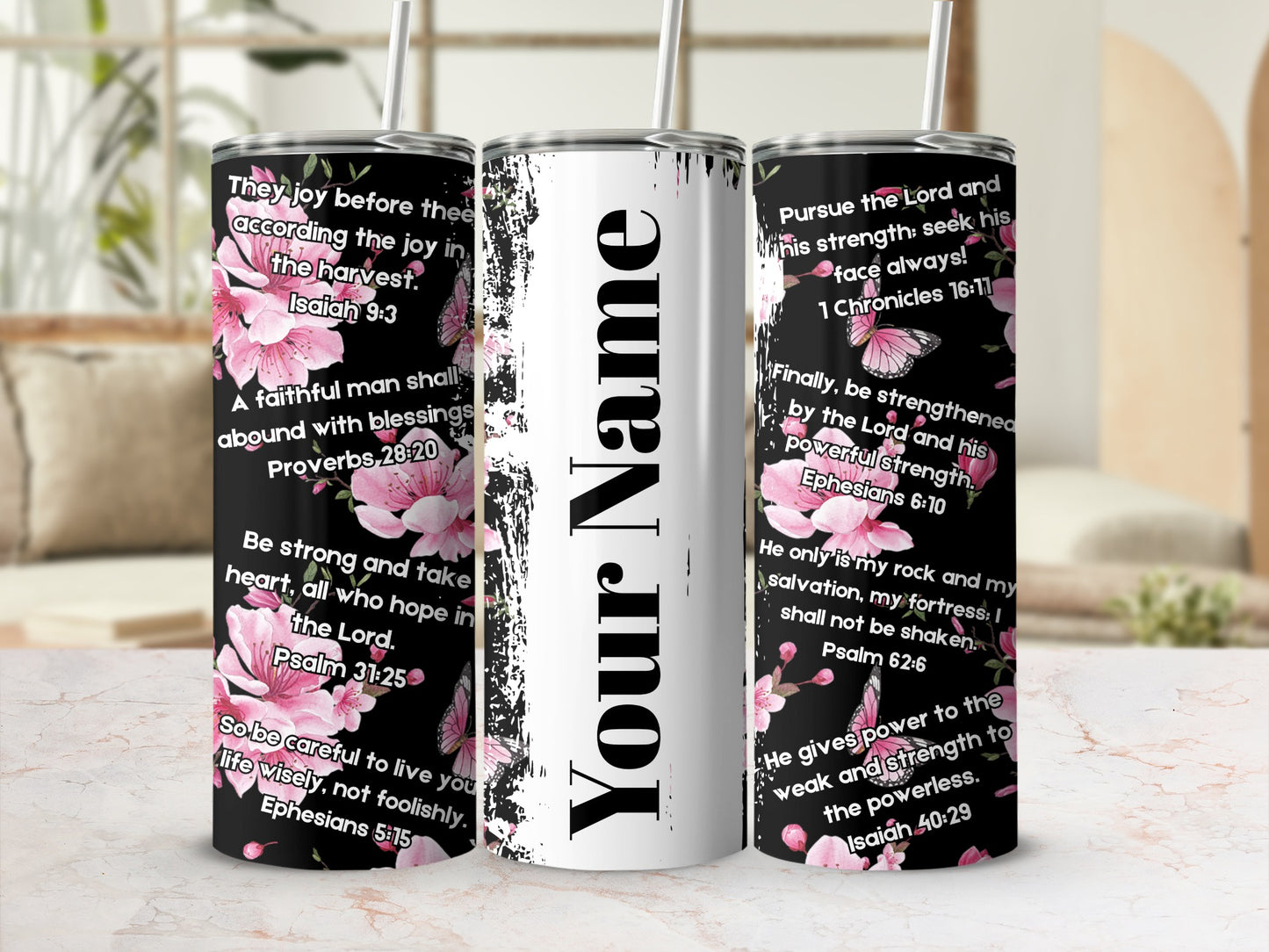 Customizable Christian Bible Verses Floral Mug Tumbler