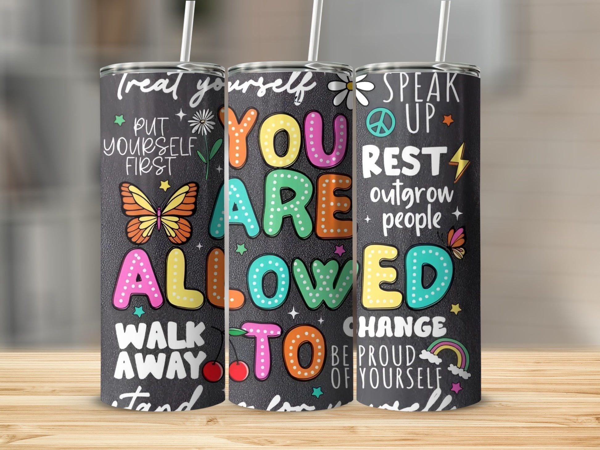 Inspirational Colorful Design Stainless Steel Tumbler