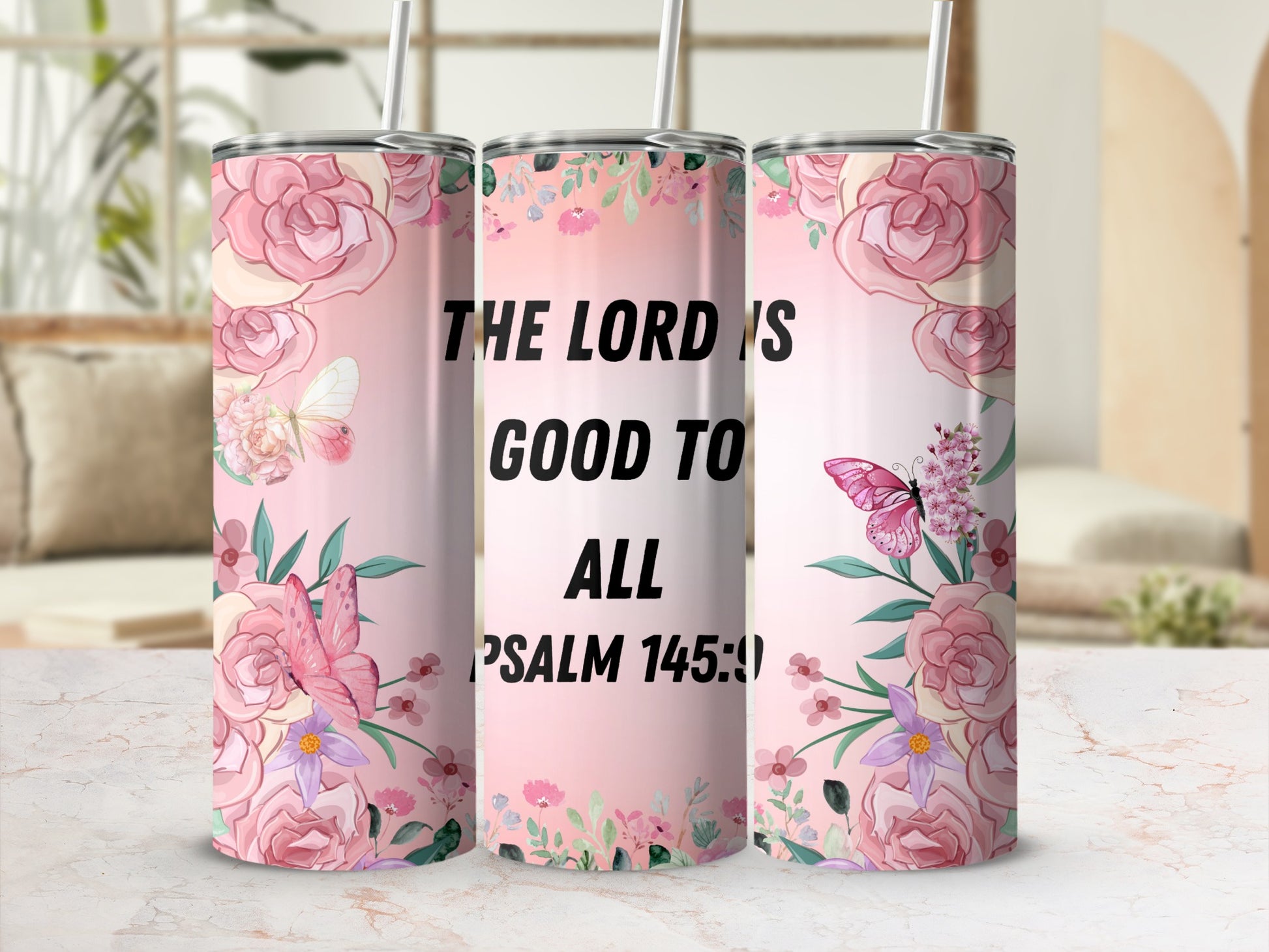 The Lord Is Good To All Psalm 145 9 Floral Tumbler