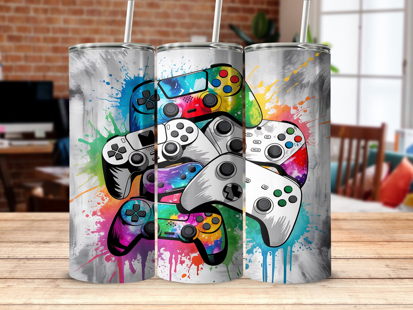 Colorful Gaming Controller Tumbler Cup