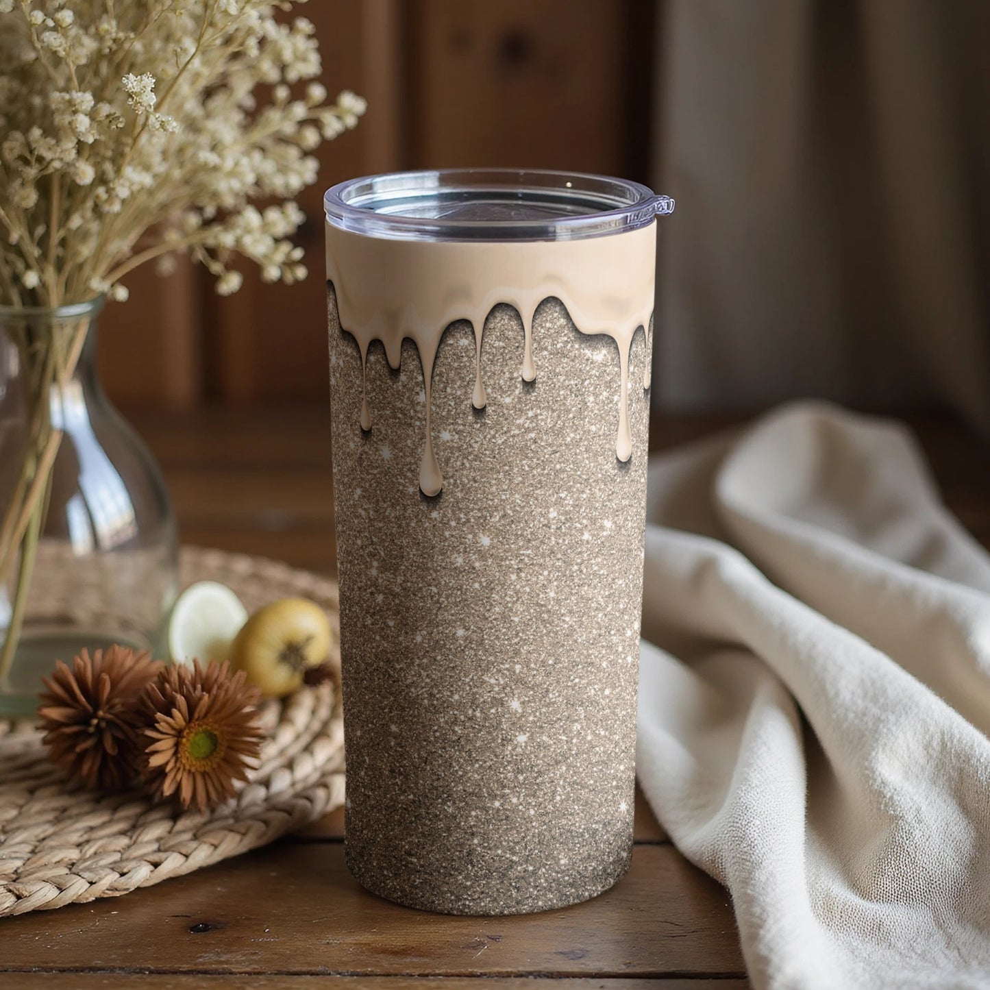 Stylish Tumbler with Dripping Paint Design