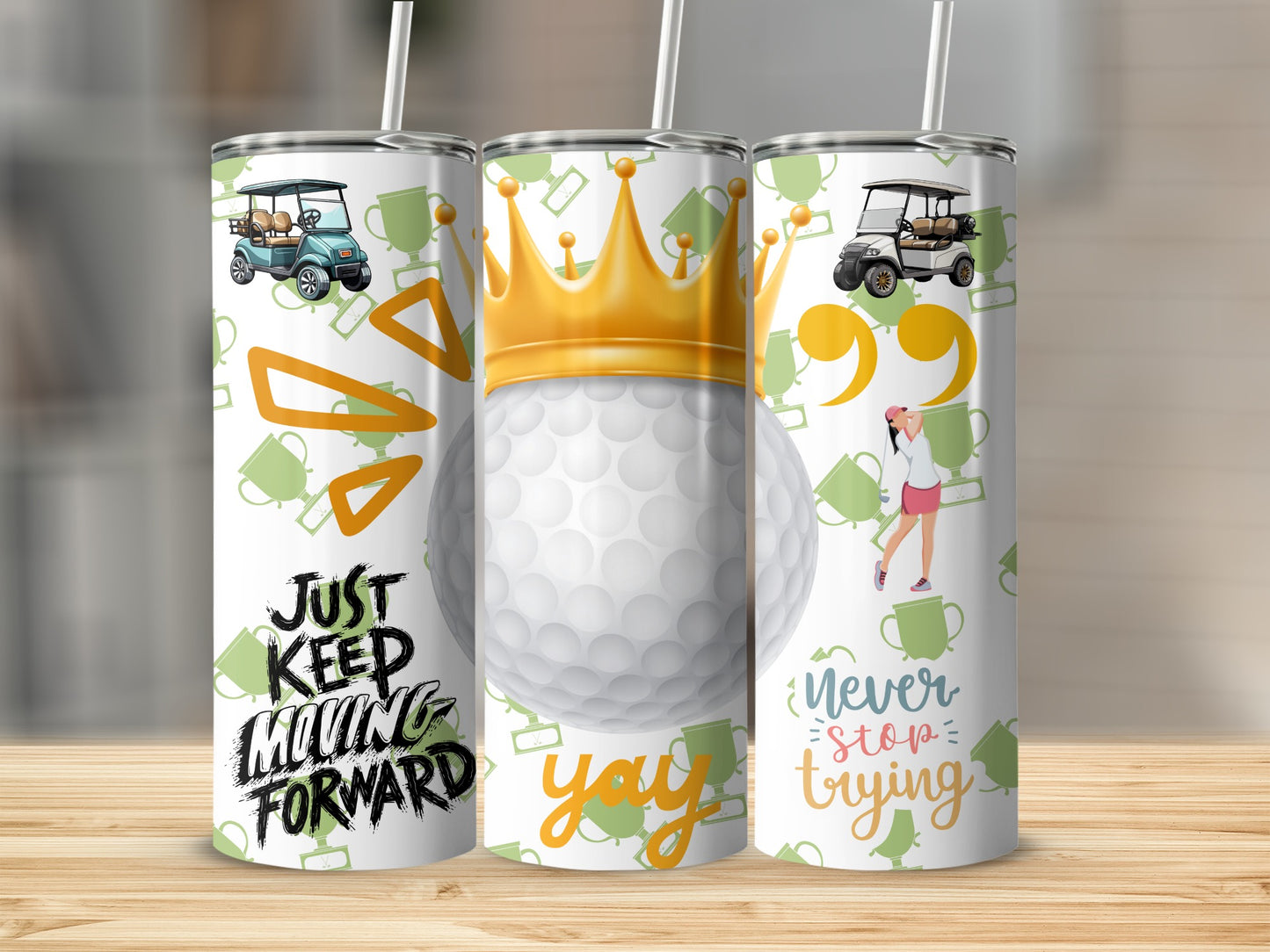Golf-Inspired Design Just Keep Moving Forward Tumbler