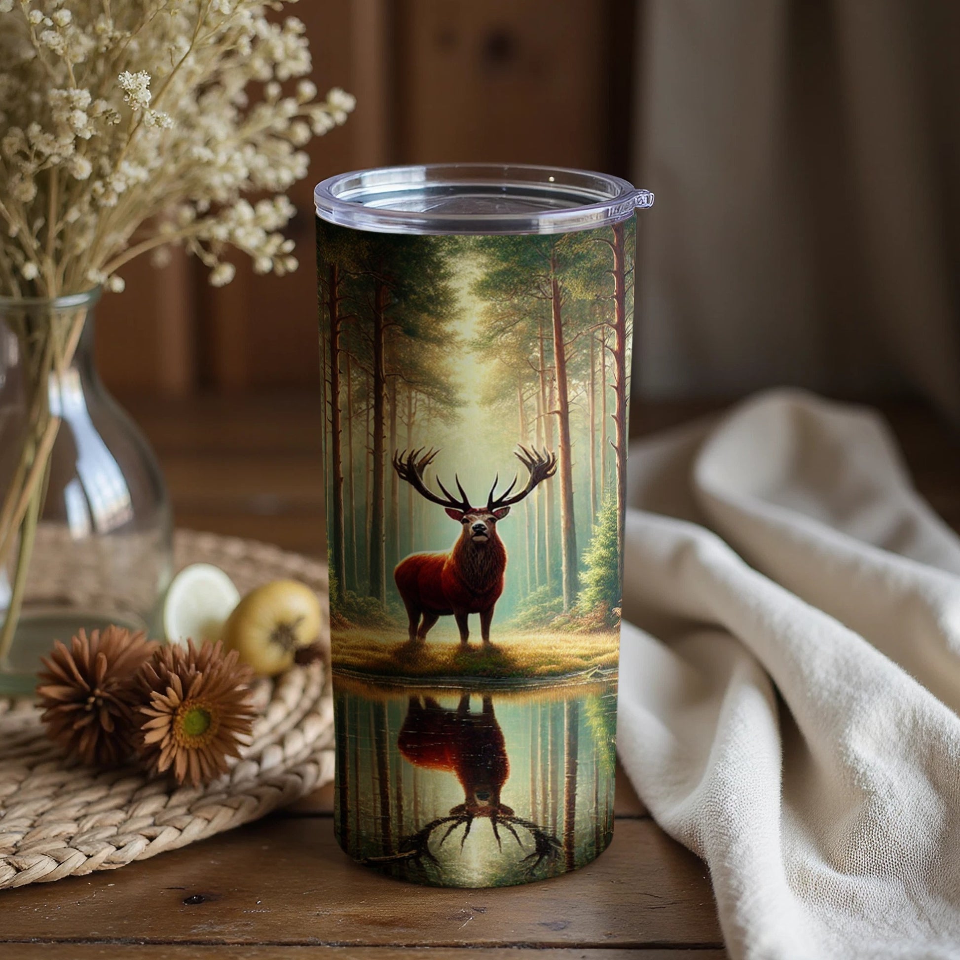 Forest Scene Elk in Woodland with Reflection product