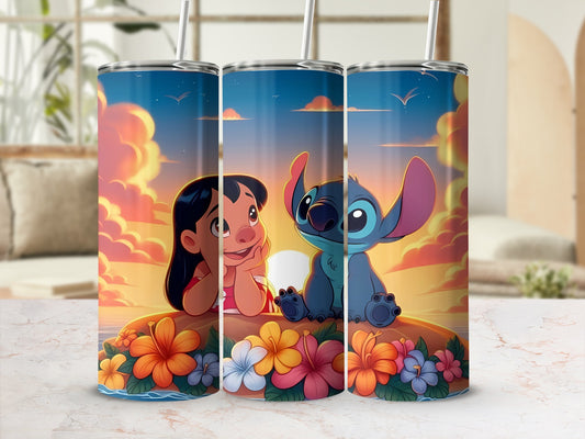 Lilo and Stitch Sunset Theme Insulated Tumbler Cup