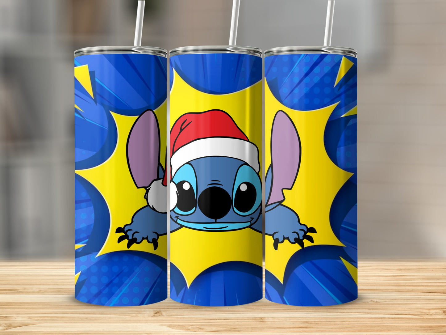 Festive Cartoon Character Tumbler with Santa Hat Design