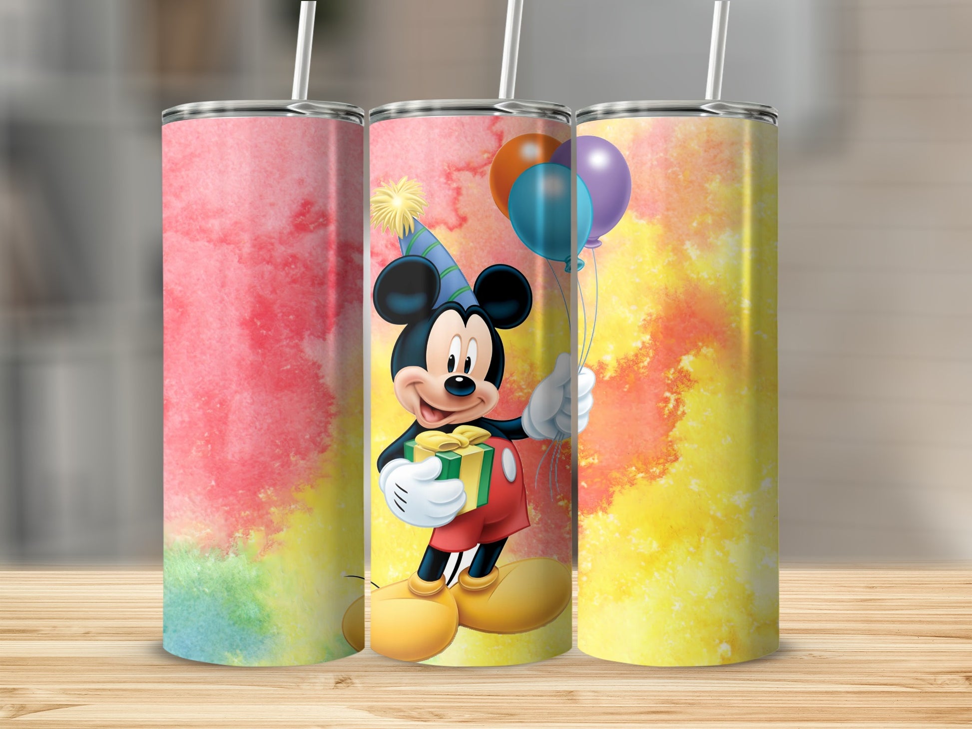 Mickey Mouse Birthday Tumblers Colorful Design