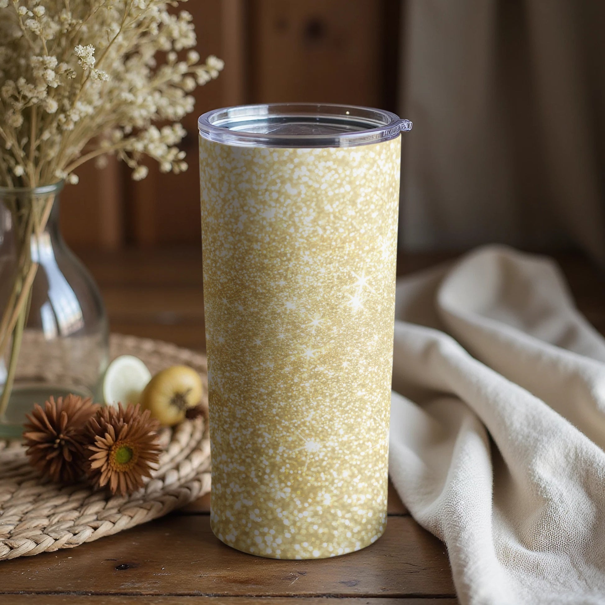 Glittering Gold Sparkle Design Insulated Tumbler