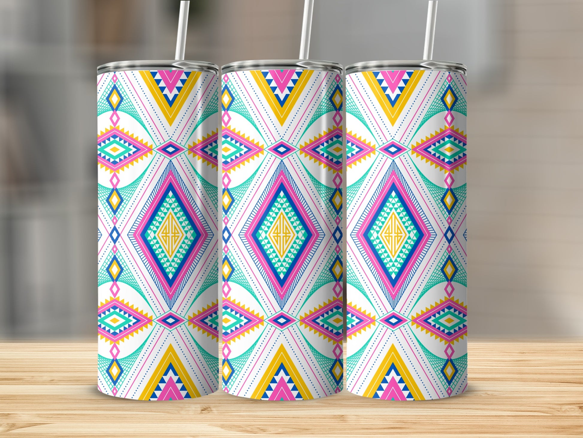 Colorful Geometric Pattern Design Tall Tumbler Product