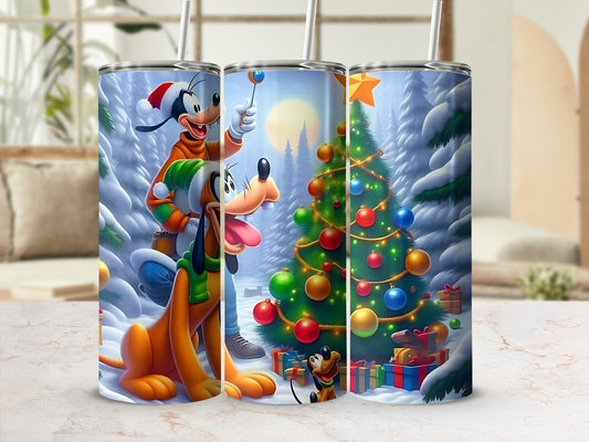 Festive Christmas Characters Snowy Scene Tumbler