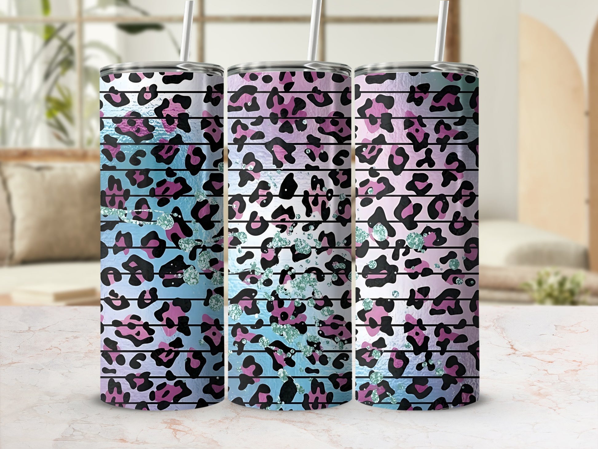 Vibrant Leopard Print Tumbler for Stylish Beverages