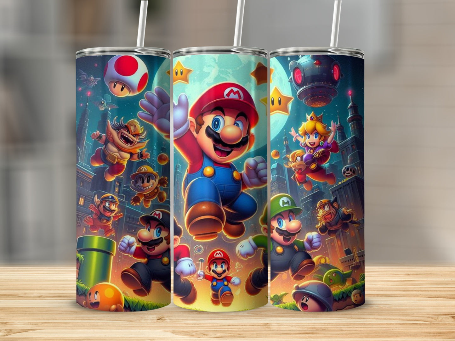 Colorful Super Mario Themed Tumblers 20oz Set