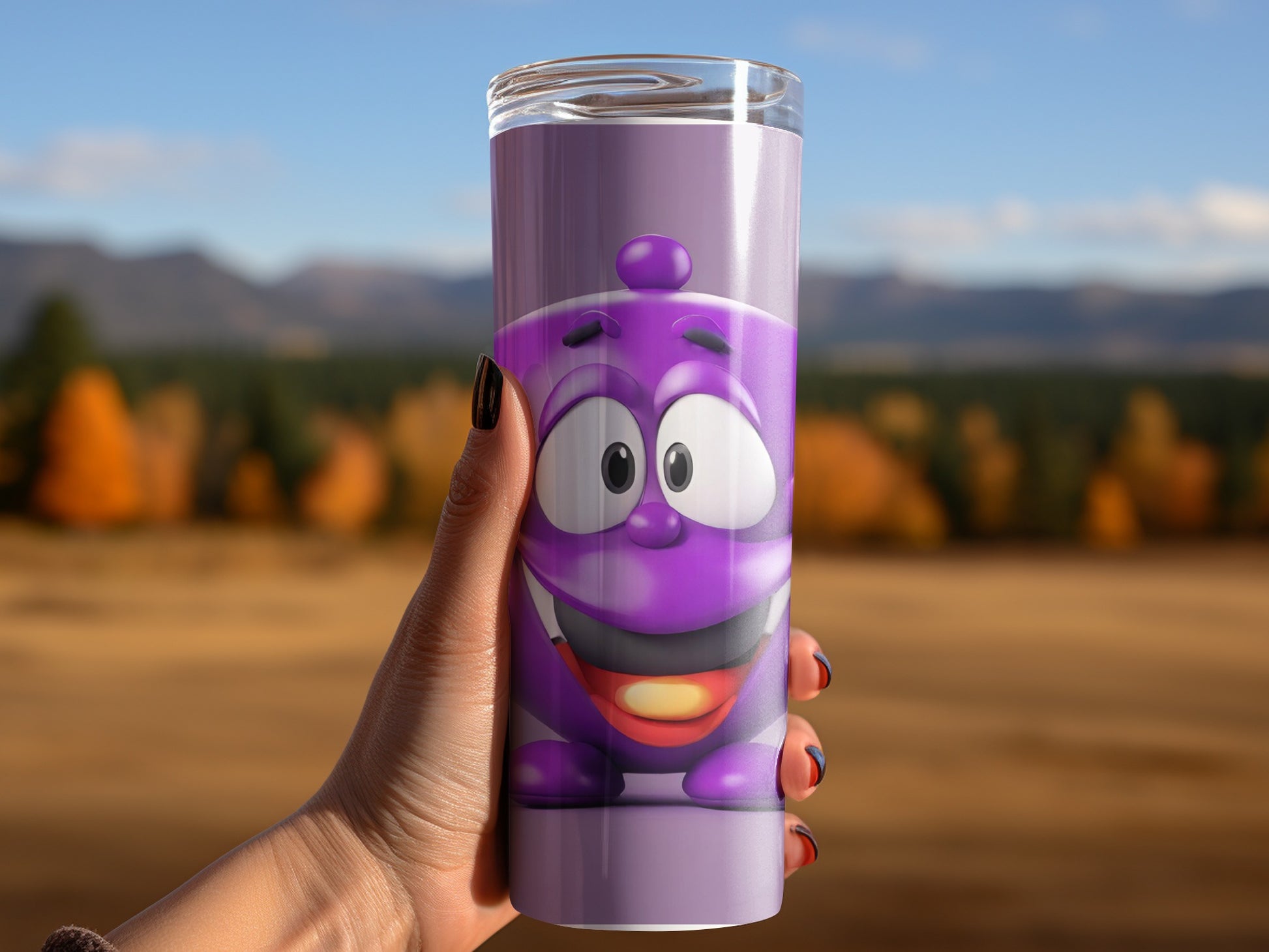 Cute Purple Character Tumbler for Fun Hydration Routine
