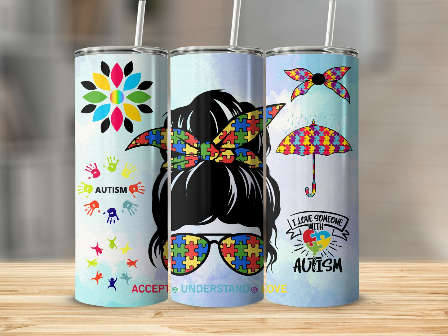 Autism Awareness Colorful Tumbler Designs
