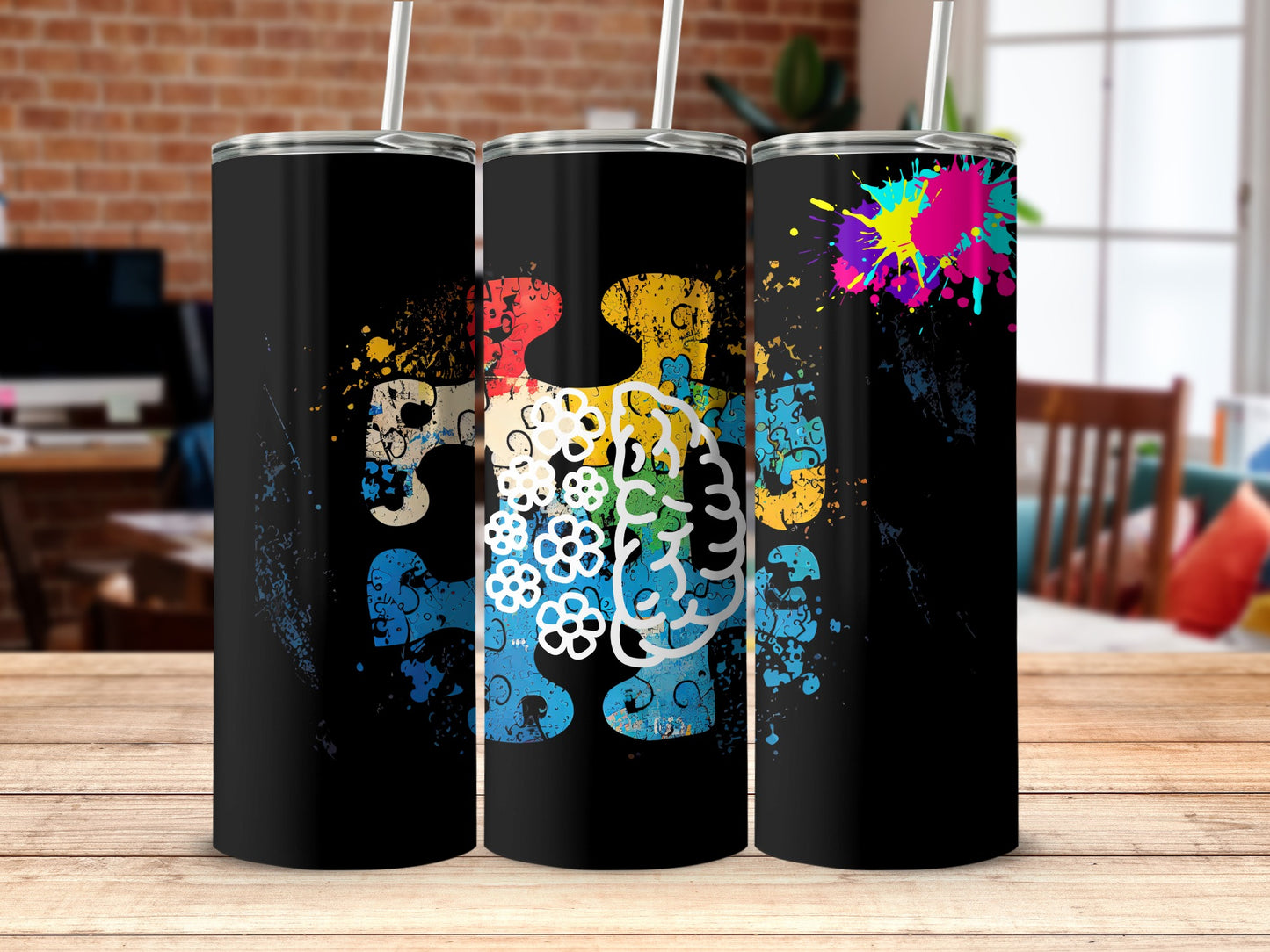 Colorful Artistic Tumbler with Abstract Designs