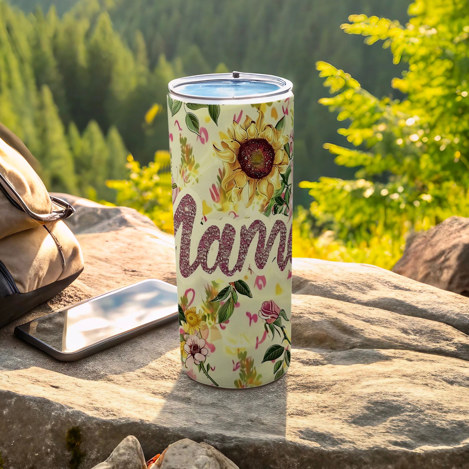 Floral Sunflower Mama Design Travel Tumbler