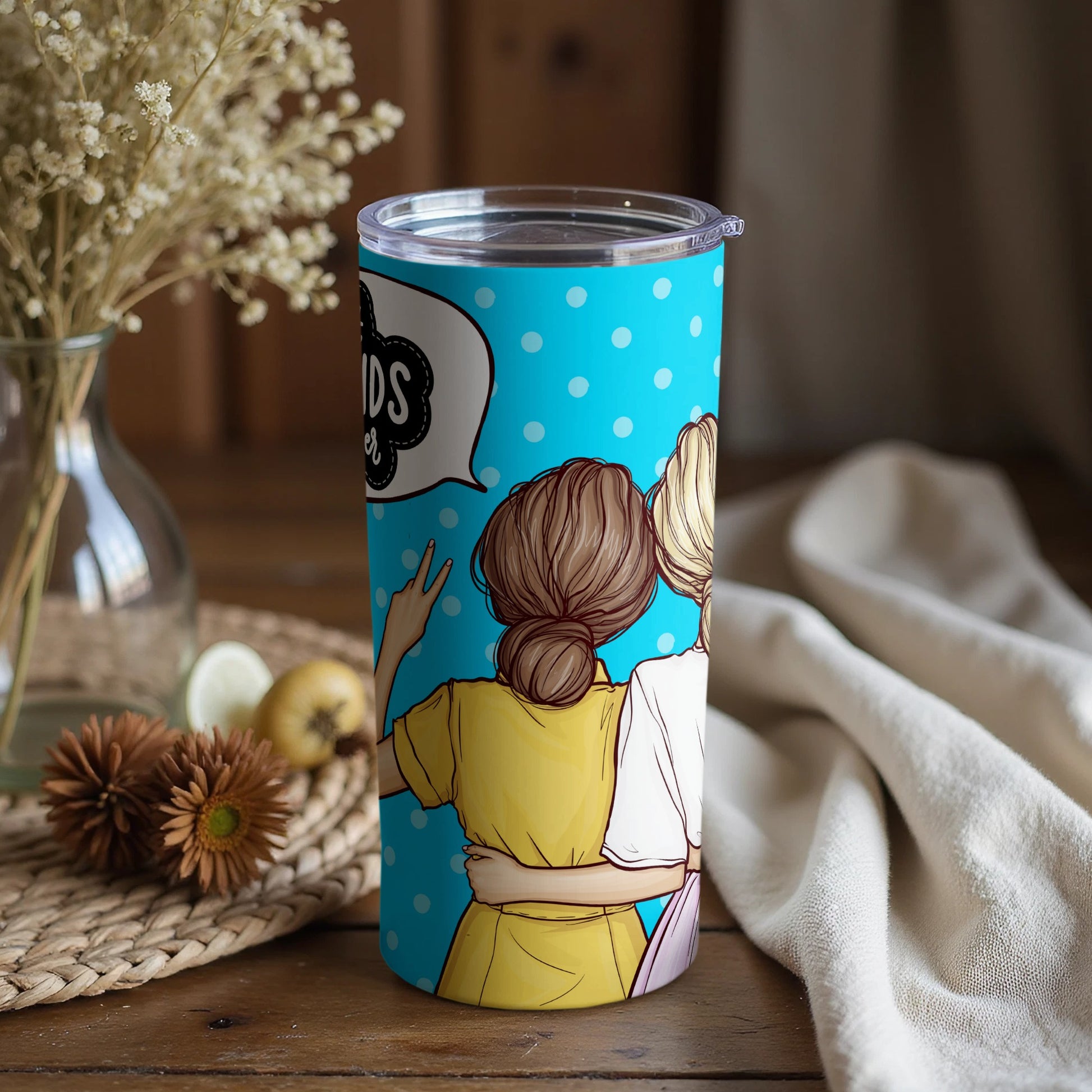 Best Friends Forever Blue Polka Dot Tumbler