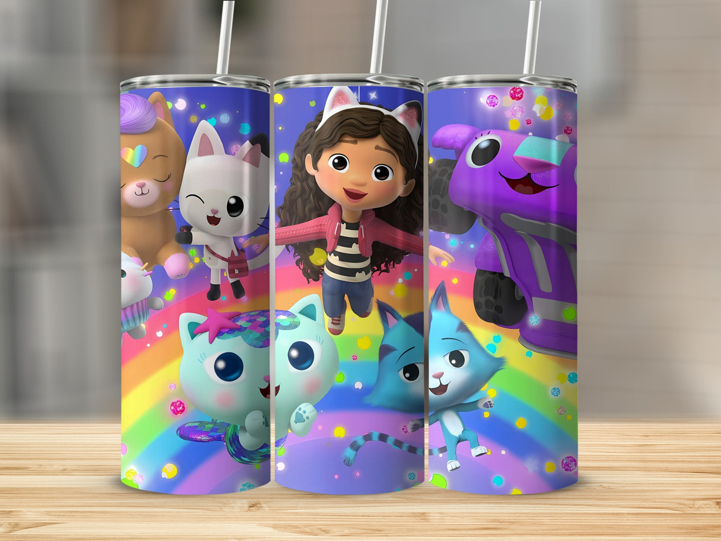 Colorful Cartoon Characters Rainbow Design Tumbler