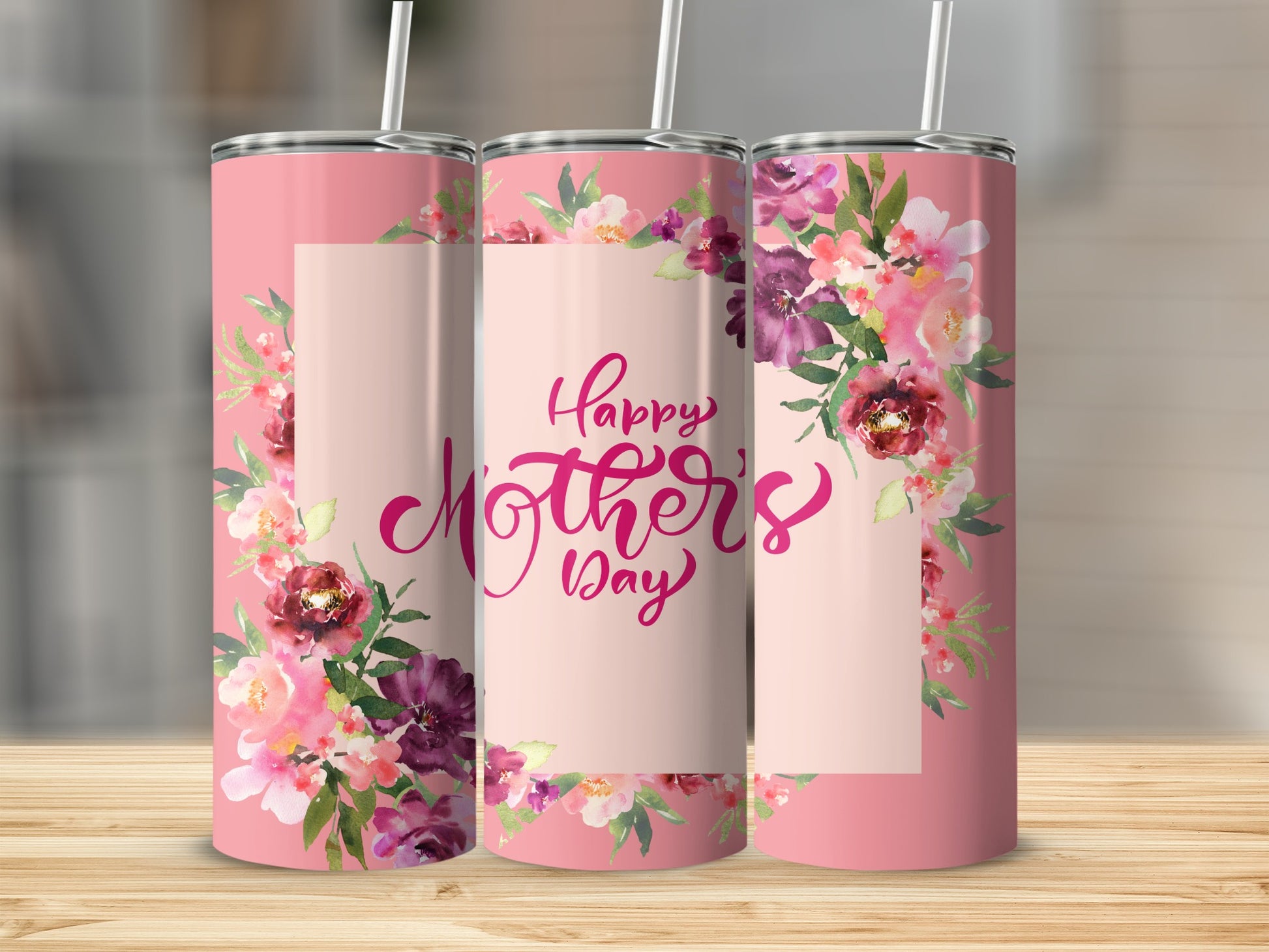 Happy Mother's Day Floral Design Tumbler Cup