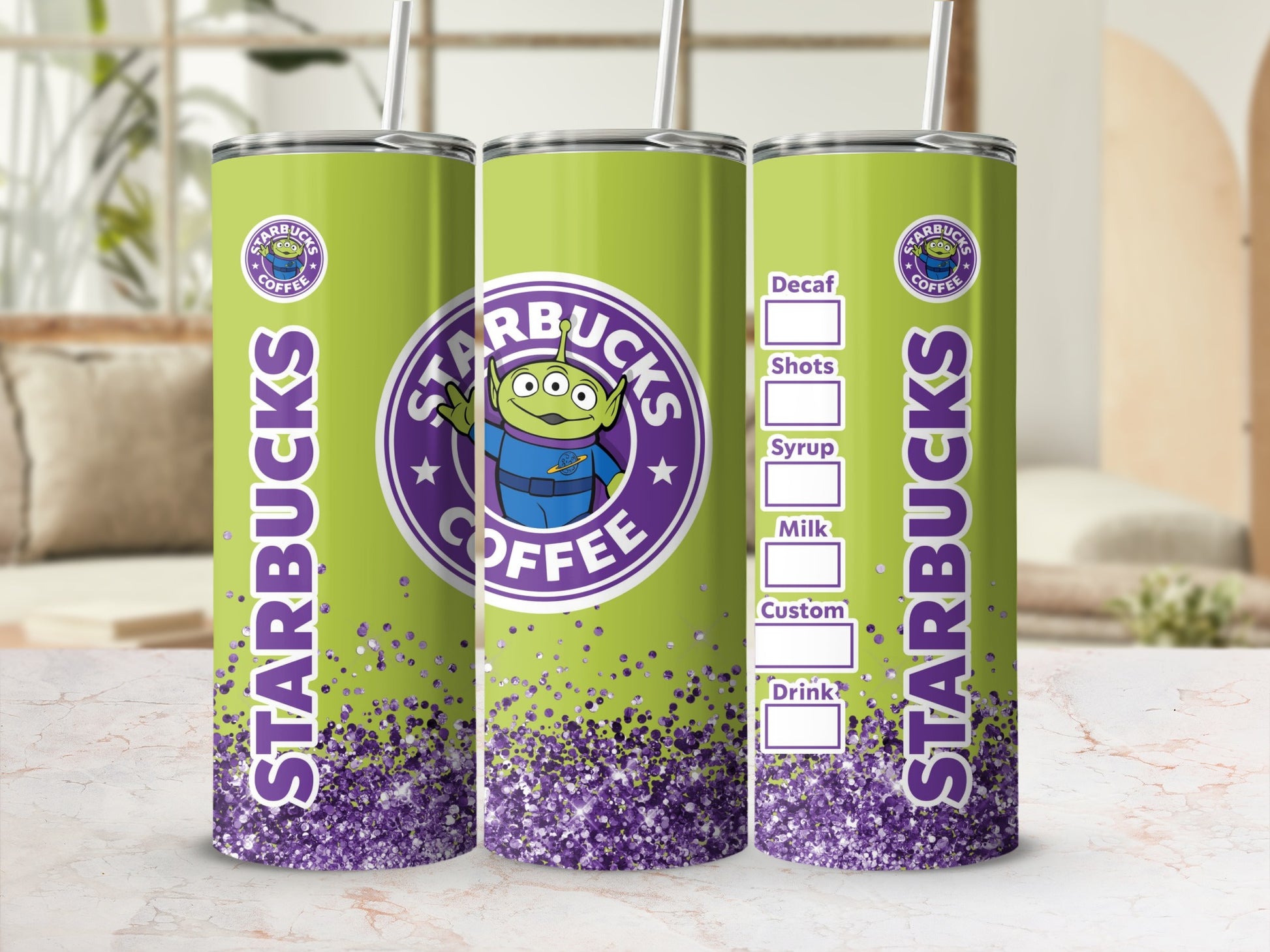 Starbucks Coffee Green and Purple Tumbler Cup